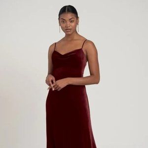 Jenny Yoo- Dark Berry Stretch Velvet Sammi Dress, Size 8